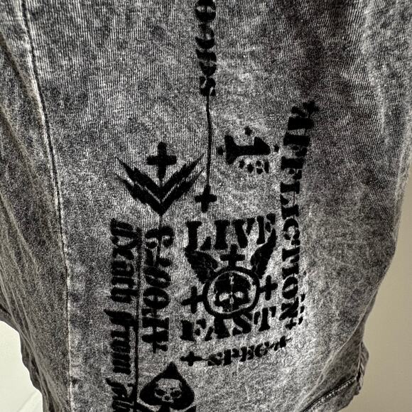 Vintage Y2K Affliction Braided Back Velvet Art Top Acid Wash Metal Rock Indie - Picture 10 of 12